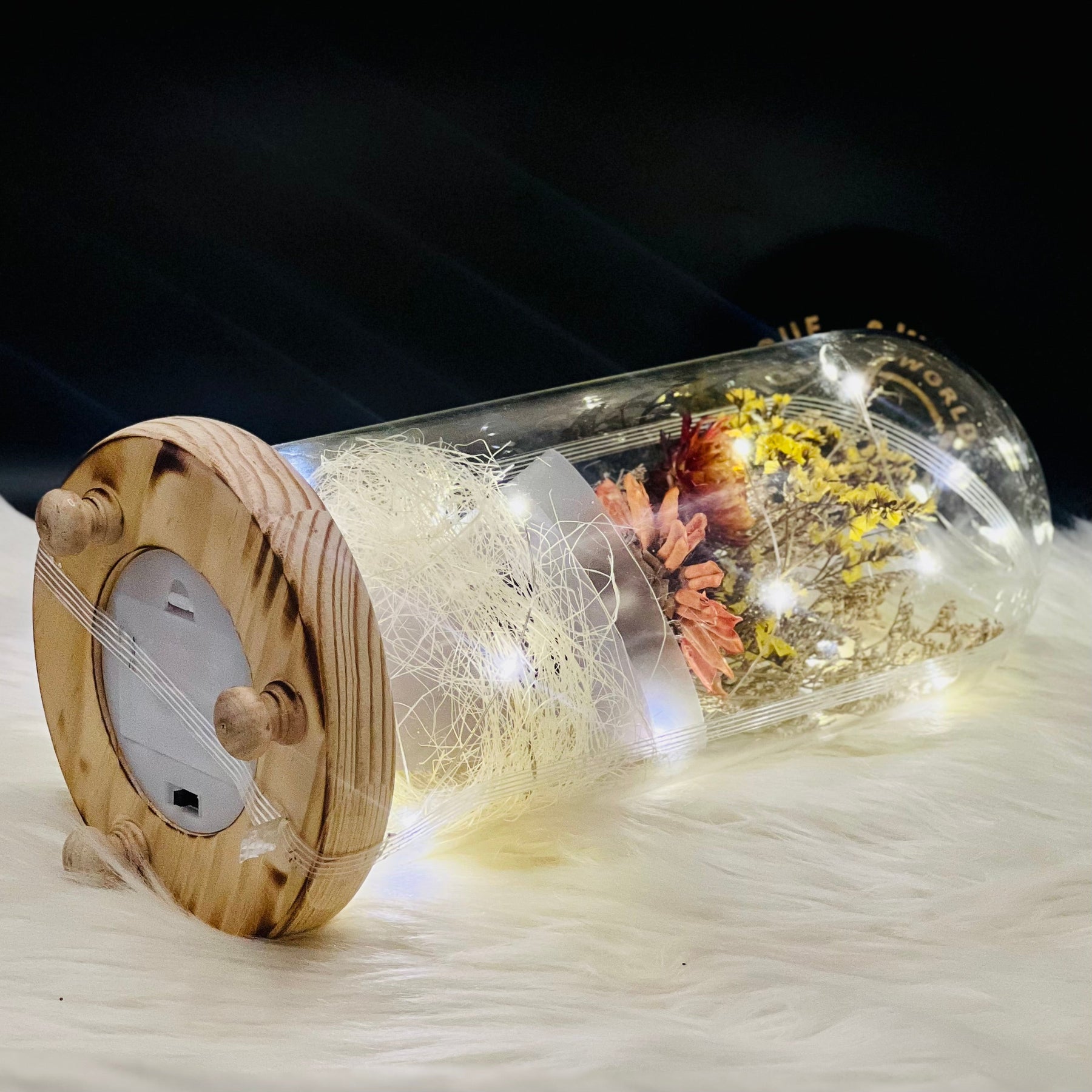 Wireless LED String Light Glass Dome With Flower