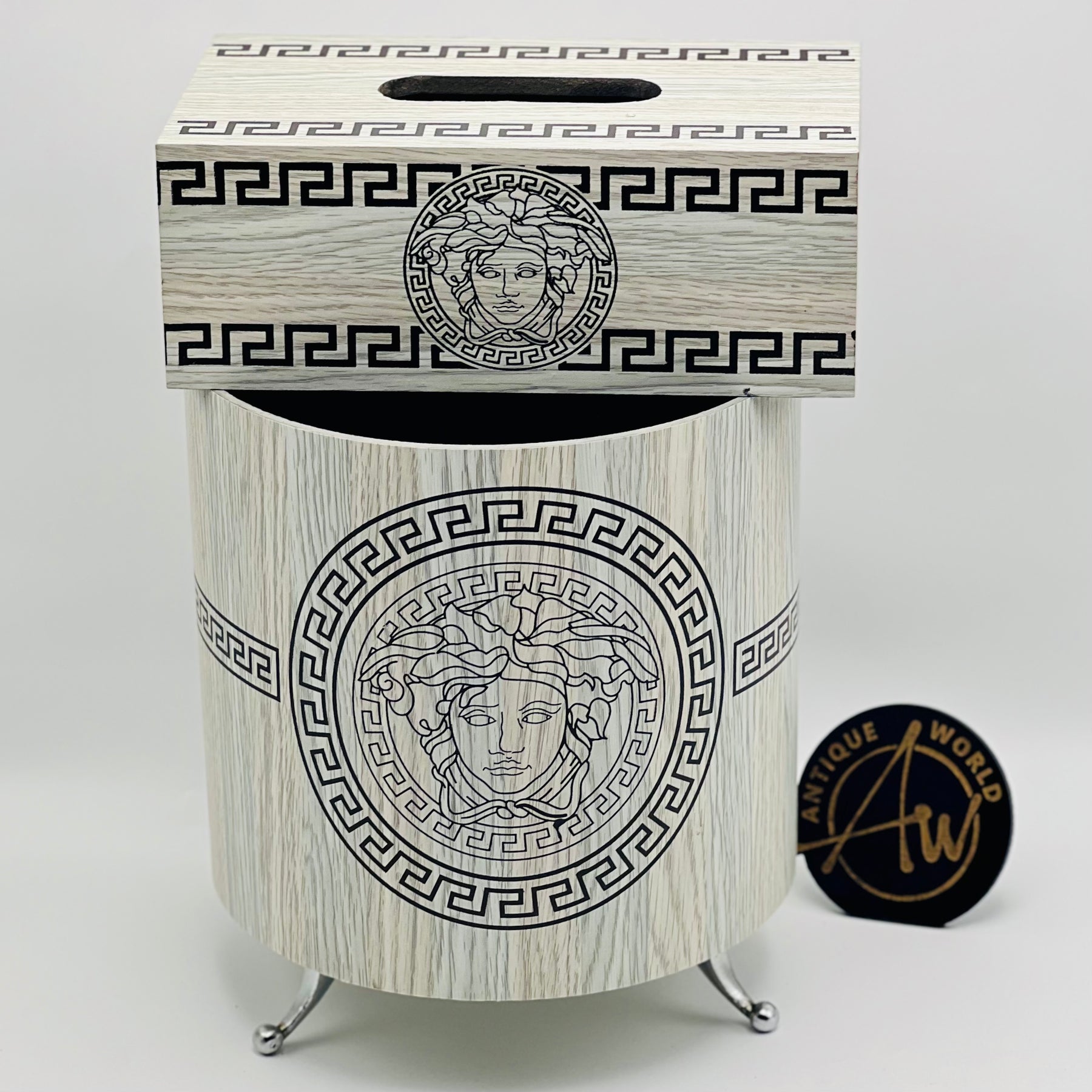 Versace Round Basket With Tissue Box