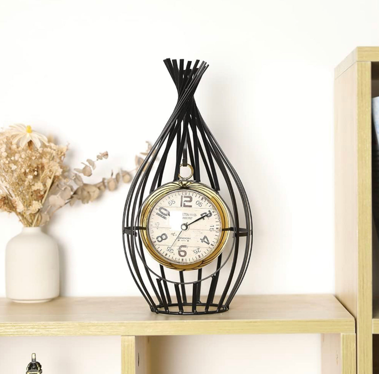 Black Bird Cage Gold Hanging Table Clock - Vitange Kitchen Clock