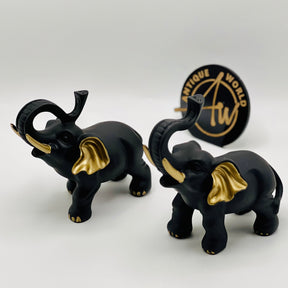 Resin Black Elephant Statue ( Set of 2 )