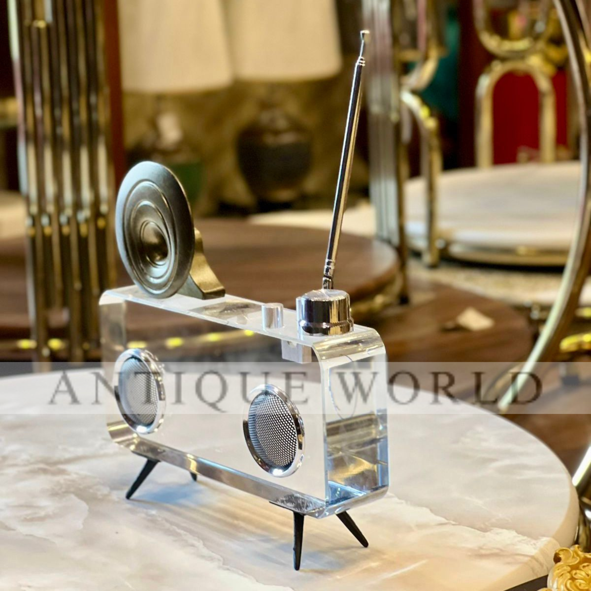Vintage Style Crystal Camera Sculpture