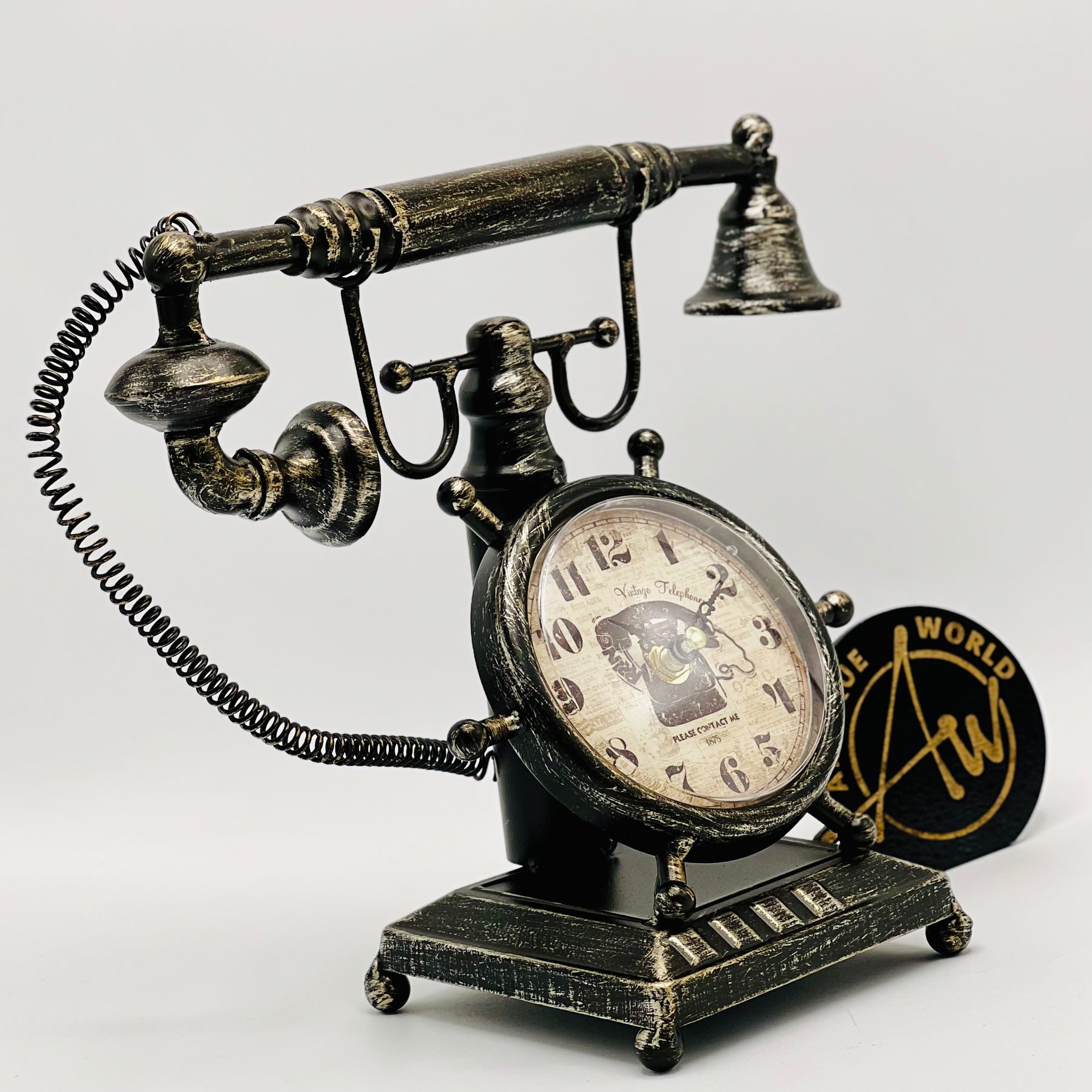 Antique Metallic Telephone Clock