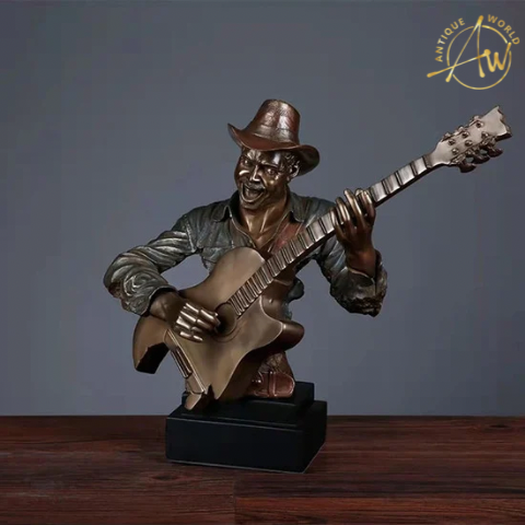 Sax player Bronze Bust Man Statue