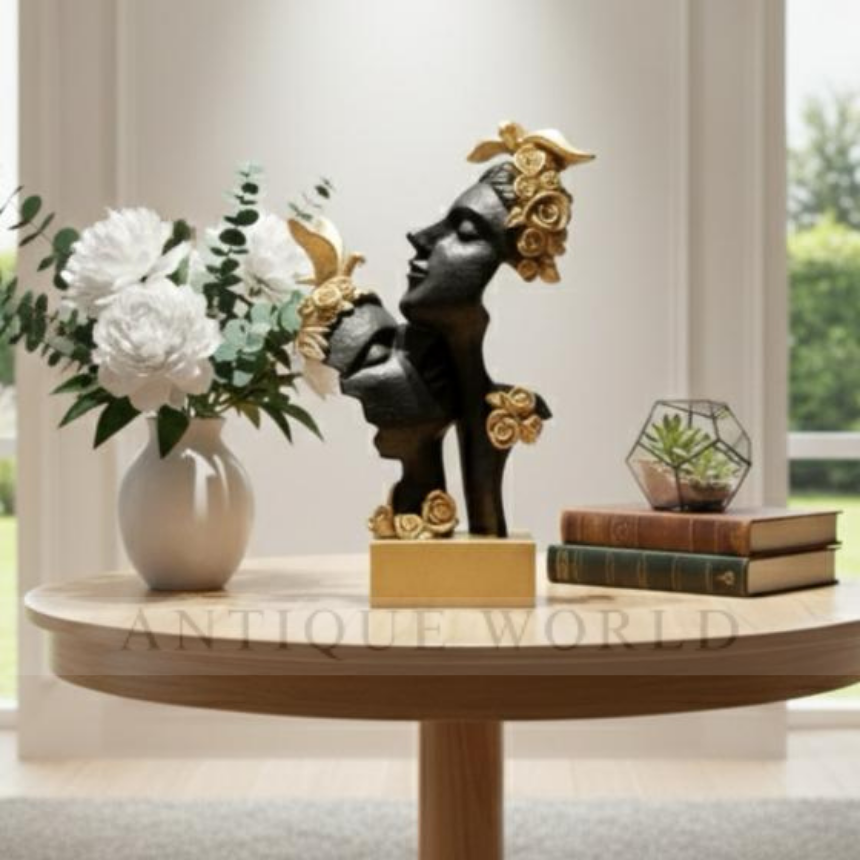 Vintage Golden Muse Double Face Sculpture