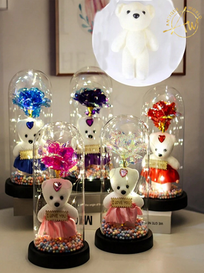 LED Eternal Teddy Bear Rose Decor