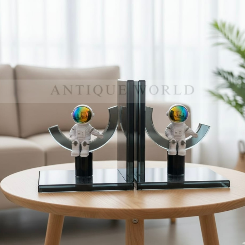 Astronaut Figurine Glass Bookends