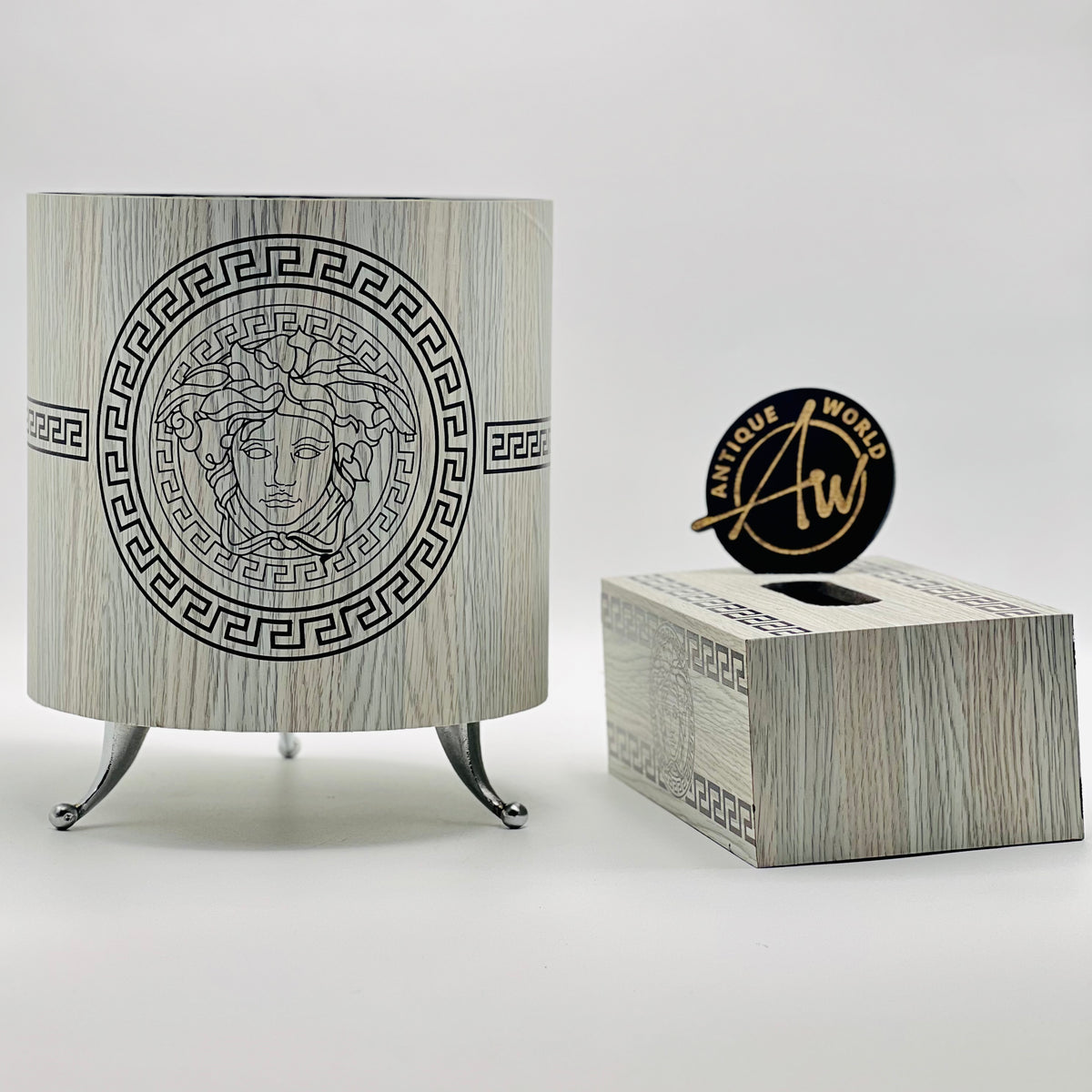 Versace Round Basket With Tissue Box