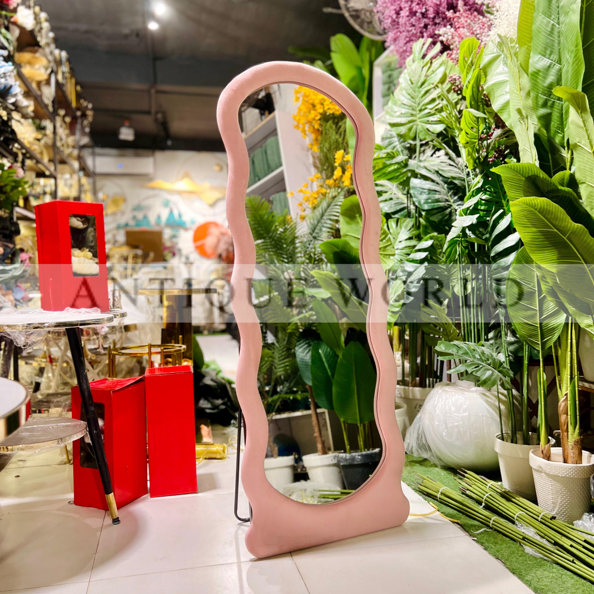Blush Wave Floor Mirror