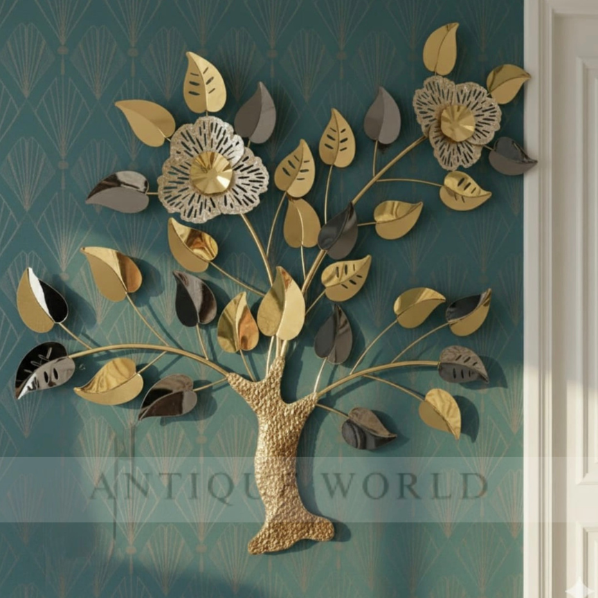 Geometric Metal Wall Art Tree
