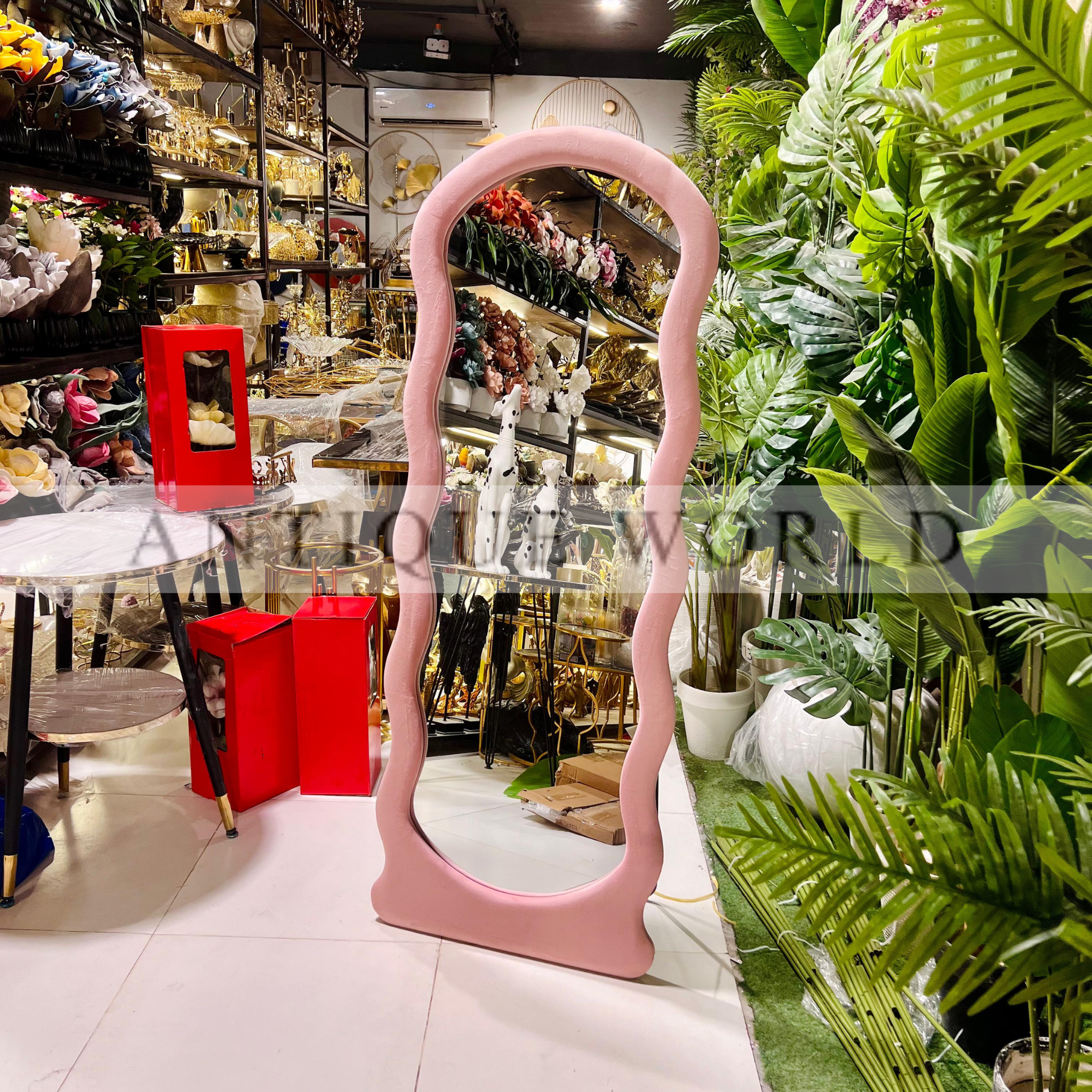Blush Wave Floor Mirror