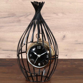 Black Bird Cage Gold Hanging Table Clock - Vitange Kitchen Clock