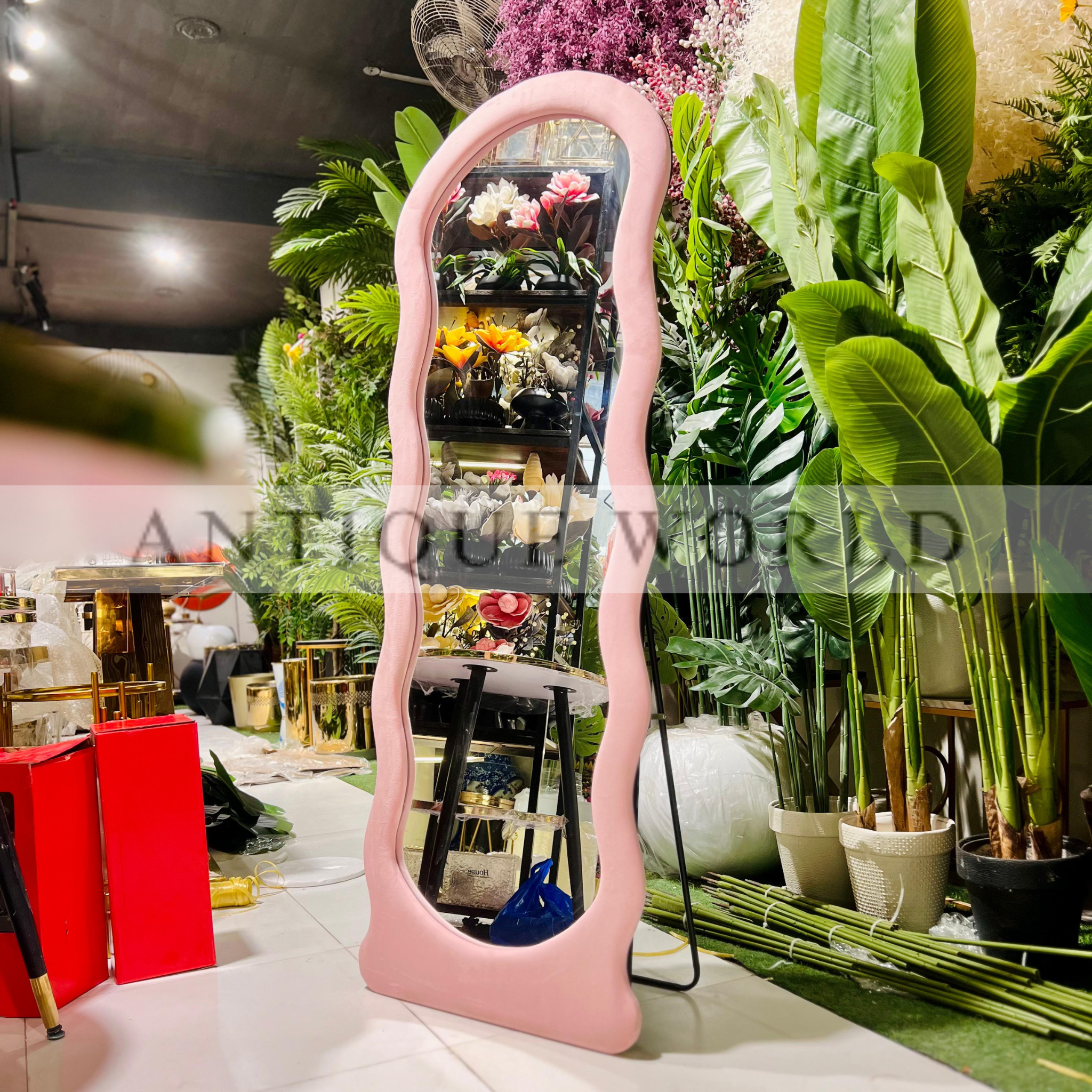 Blush Wave Floor Mirror