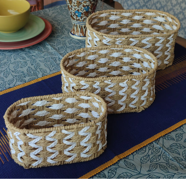 Round zag Jute Towel Basket (Set of 3)