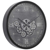 Industrial Black Grey Moving Gear Wall Clock