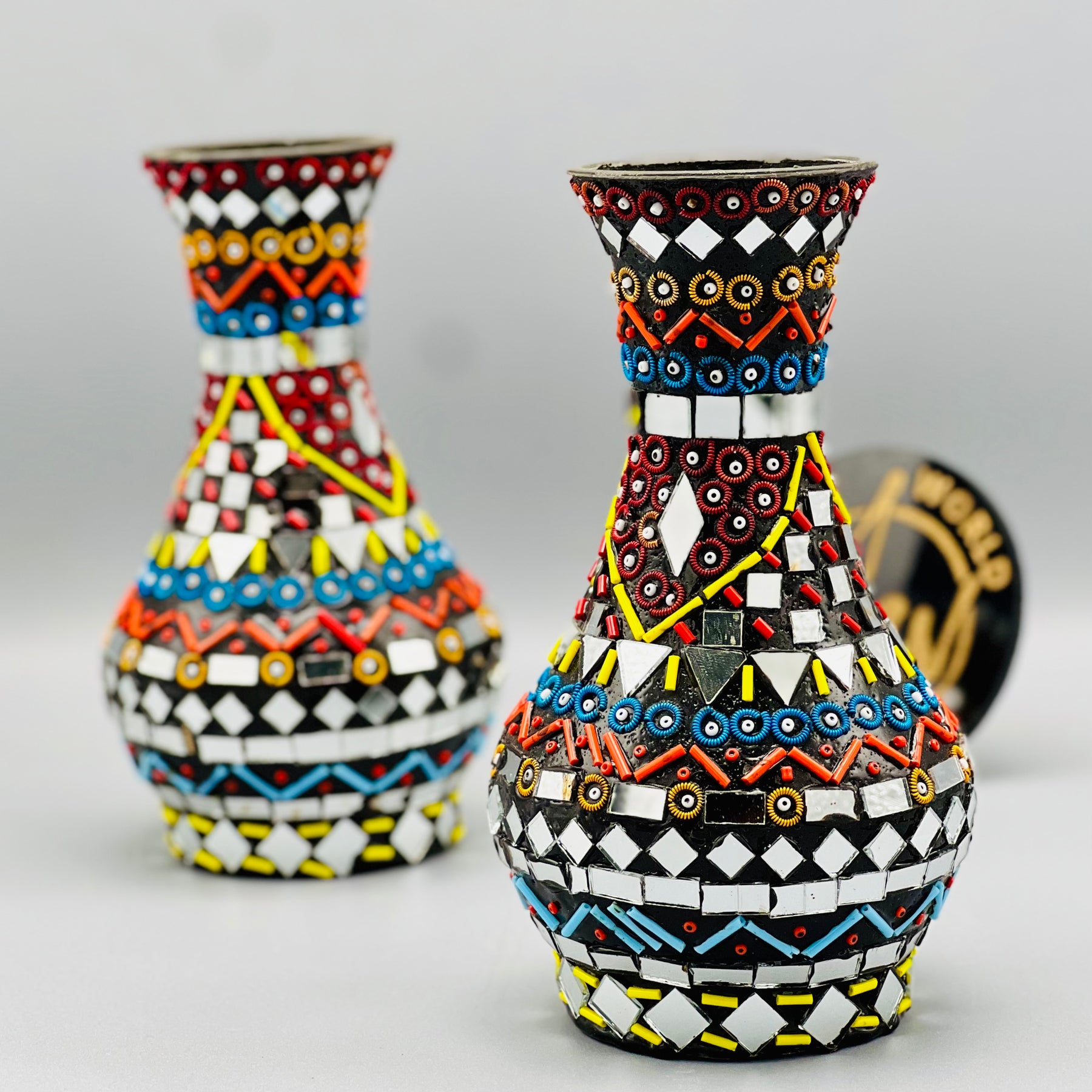 Shisha Moti Craft Vase( Set Of 2)