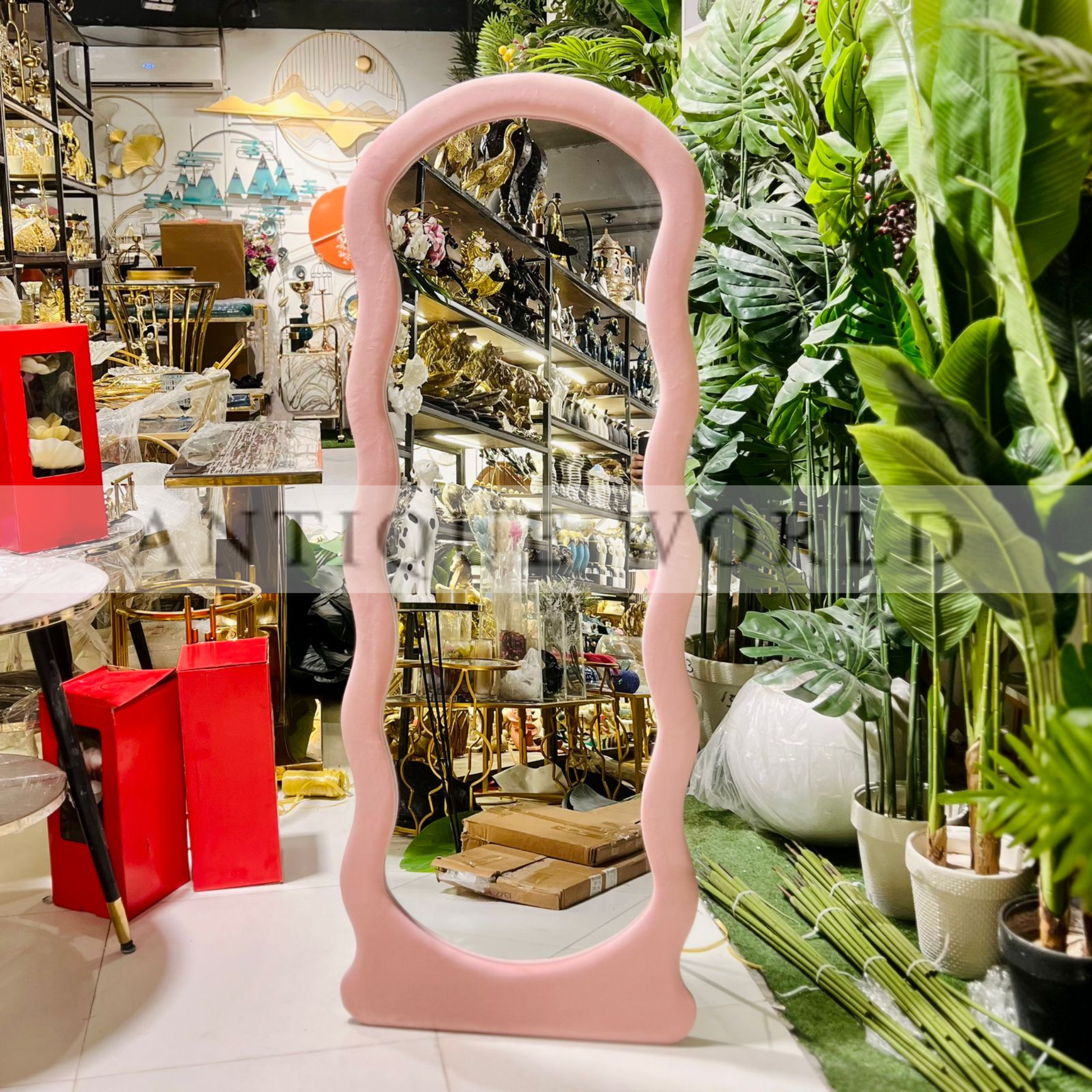 Blush Wave Floor Mirror
