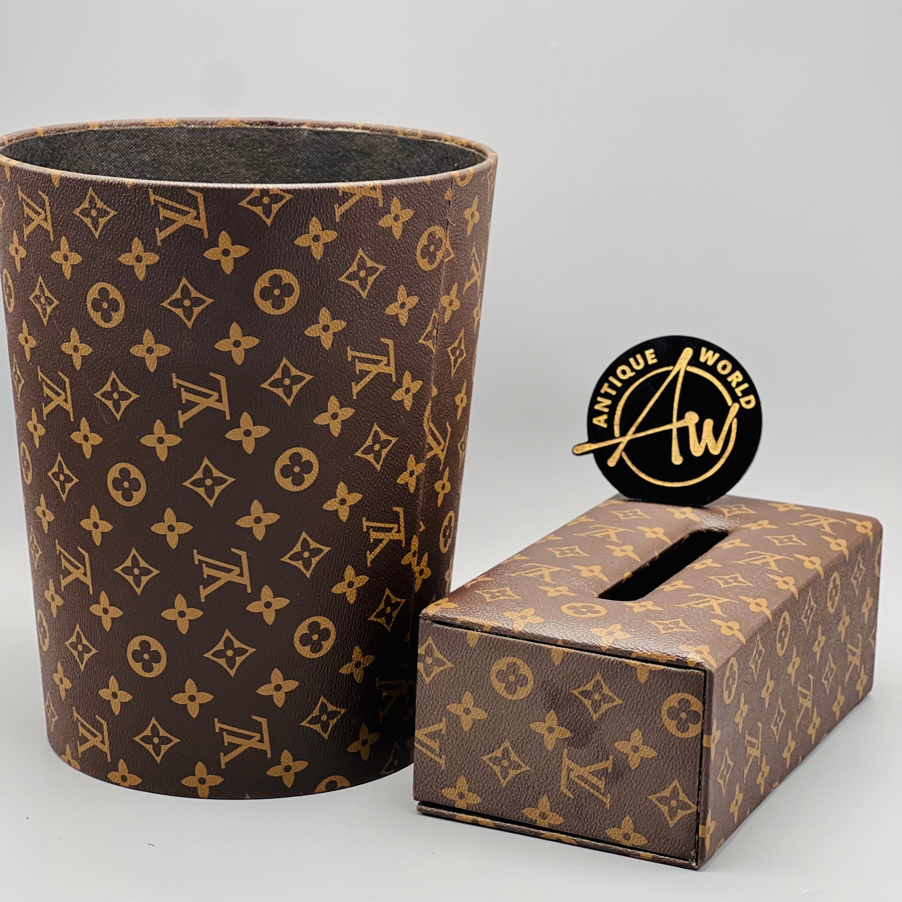 Louis  Vuitton Monogram Round Basket and Tissue Box Set