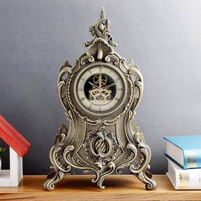 Moving Gear Gold Castle Classic Table Clock