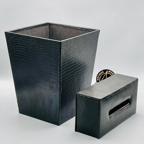 Leather Basket Tissue Box Set