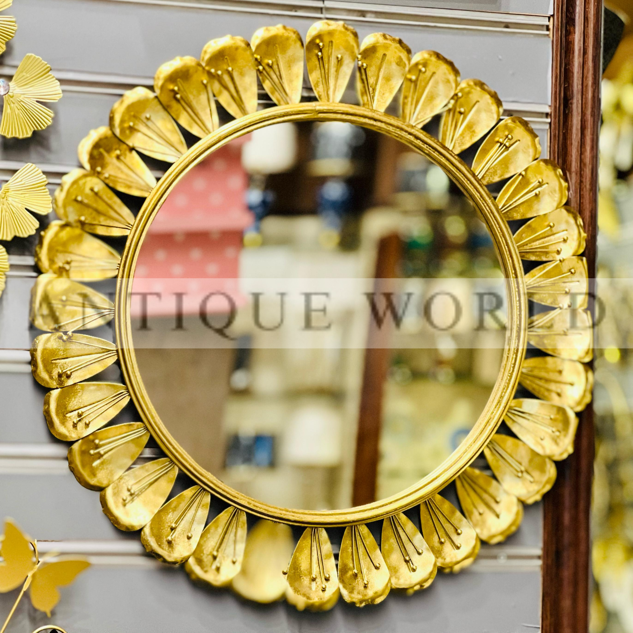Metal Gold Bloom Mirror