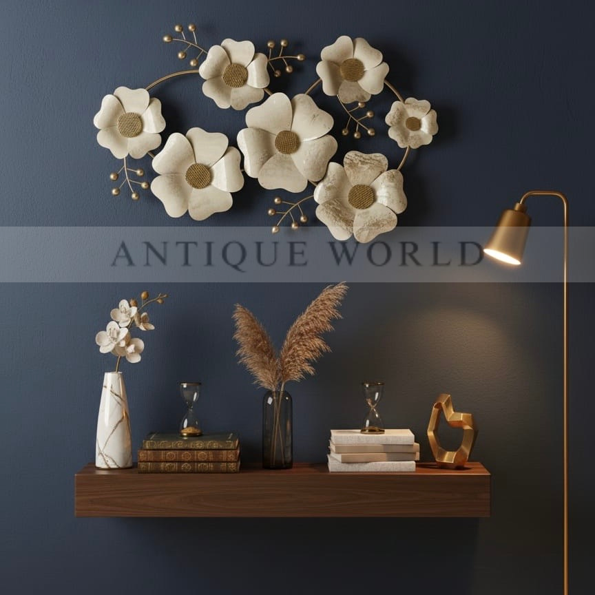 Golden Blossom Metal Wall Art