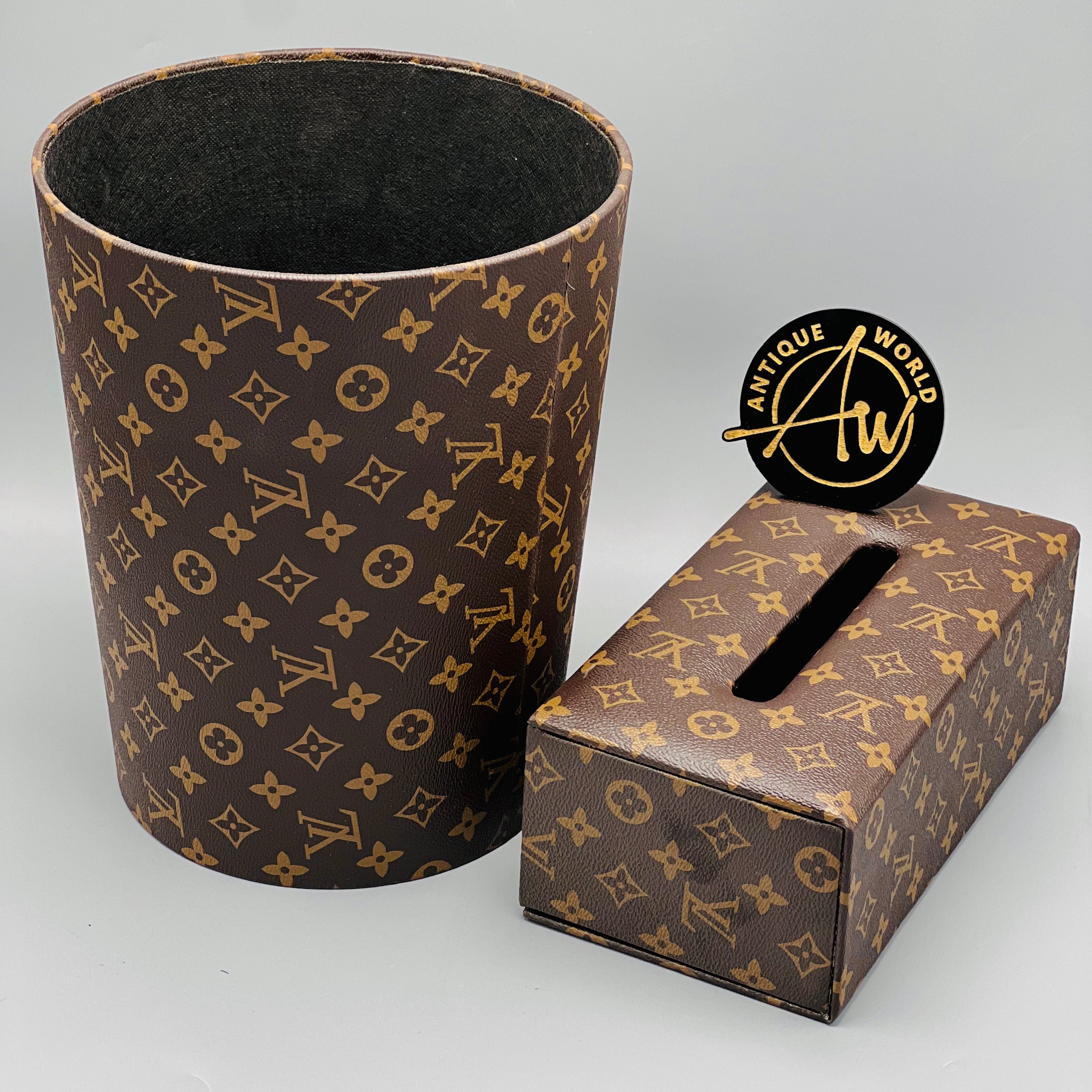 Louis  Vuitton Monogram Round Basket and Tissue Box Set