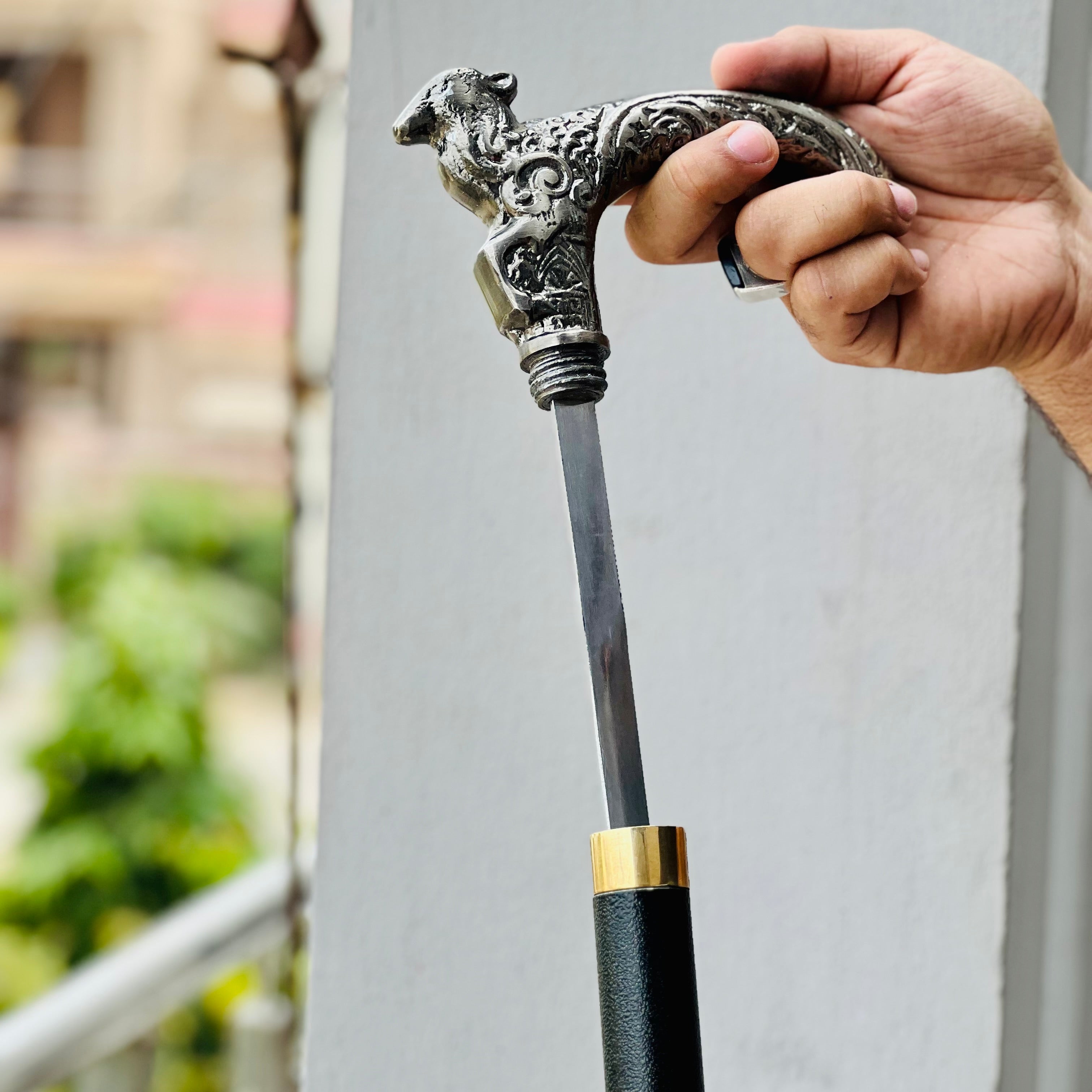 Lion Shaped Walking Cane with Hidden Sword