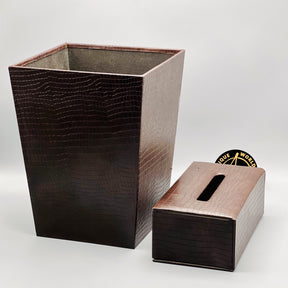 Leather Basket Tissue Box Set