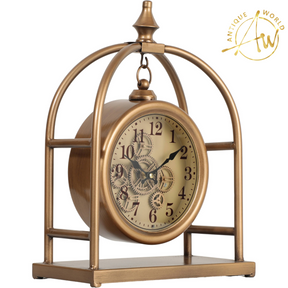 Exposed Gear Gold Table Clock