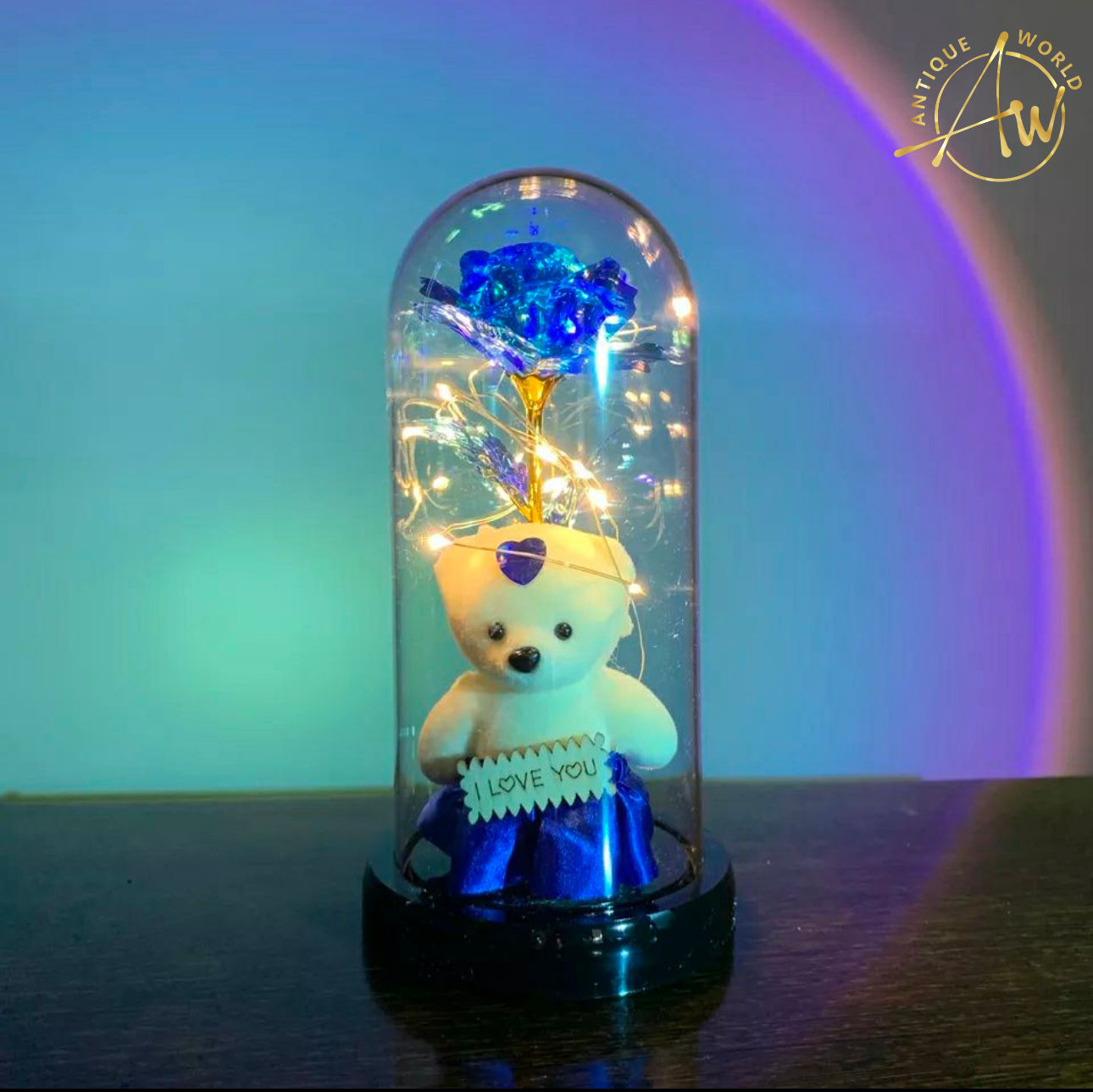 LED Eternal Teddy Bear Rose Decor