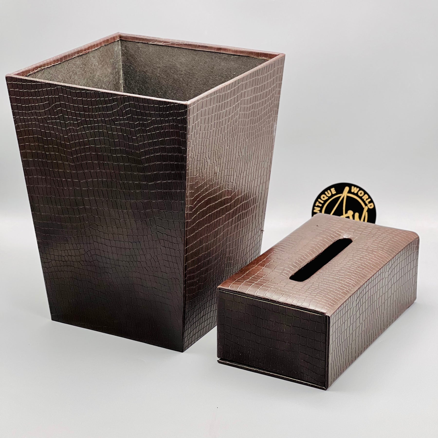 Leather Basket Tissue Box Set