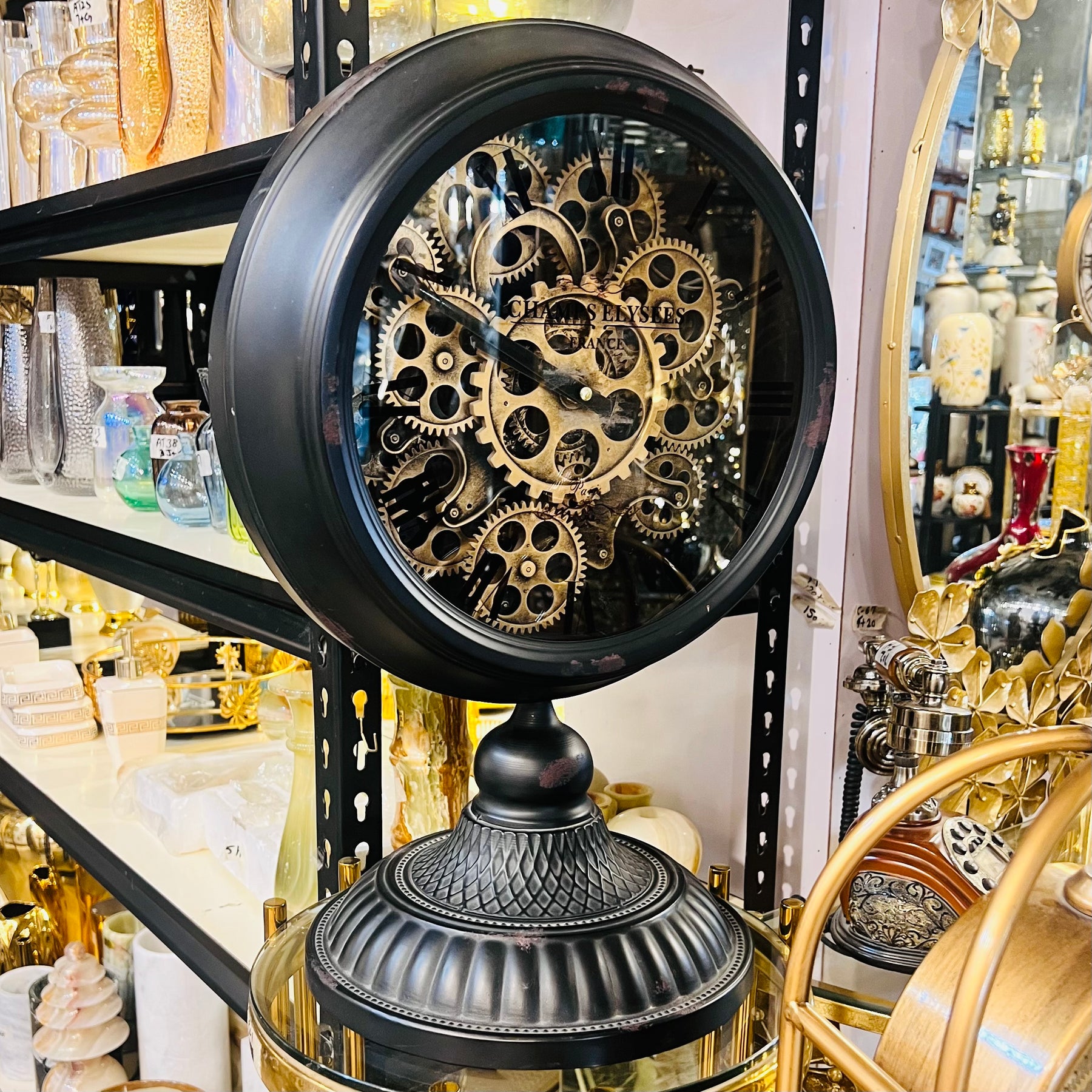 Igraham Round Exposed Gear Movement Clock