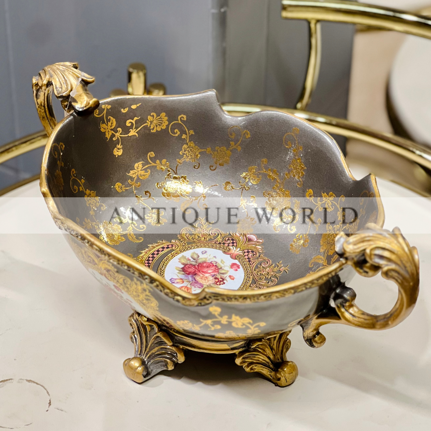 Ceramic Gold Finished Storage Bowl