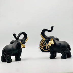 Resin Black Elephant Statue ( Set of 2 )