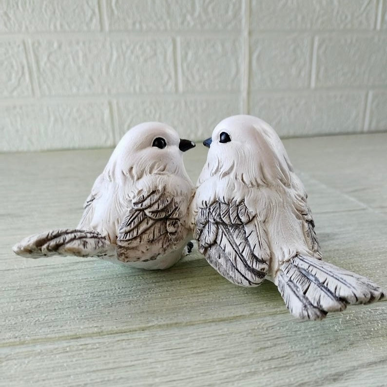 Winter Love Pair Birds Scultpure