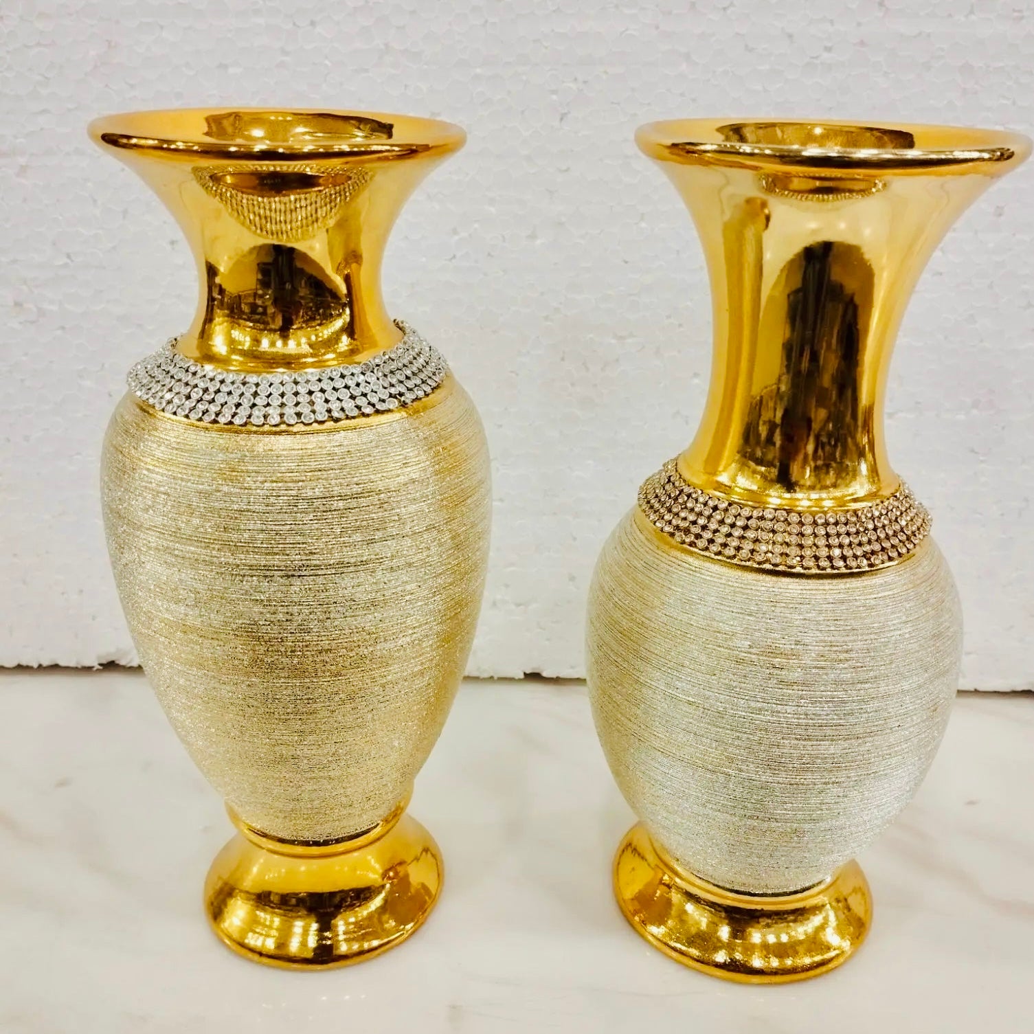 Golden color Ceramic Vase ( Set of 2 )