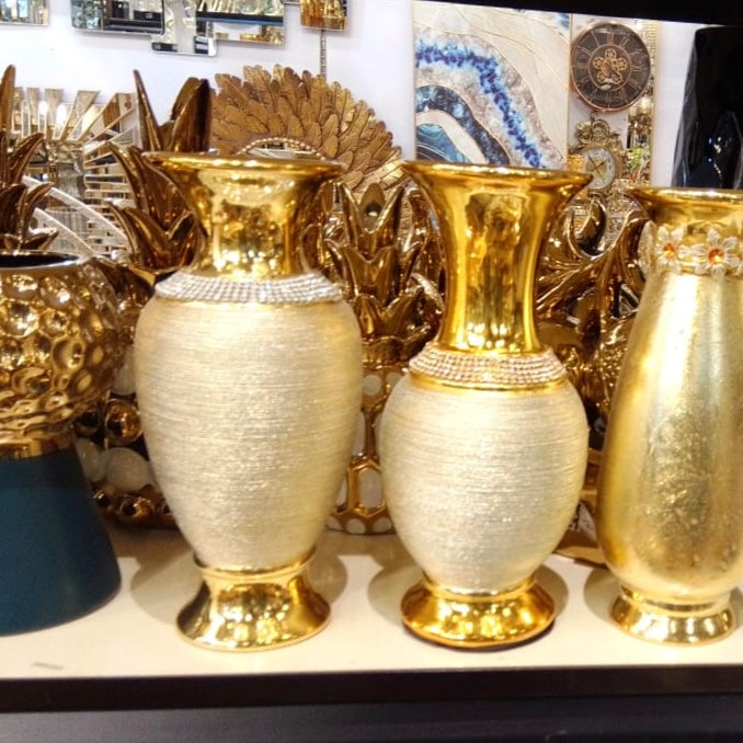 Golden color Ceramic Vase ( Set of 2 )