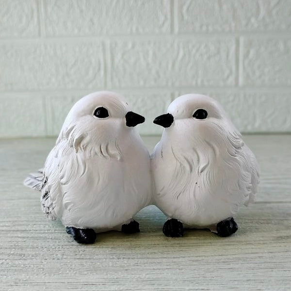 Winter Love Pair Birds Scultpure