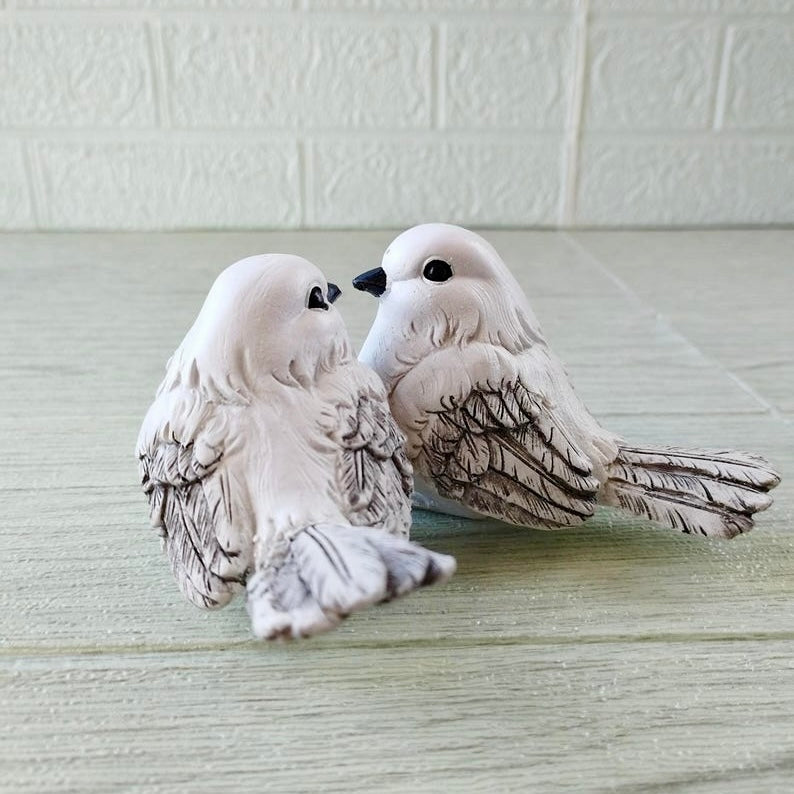 Winter Love Pair Birds Scultpure