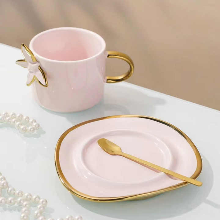 Butterfly Styled Coffee Cup, Spoon and Saucer