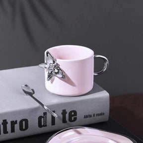 Butterfly Styled Coffee Cup, Spoon and Saucer