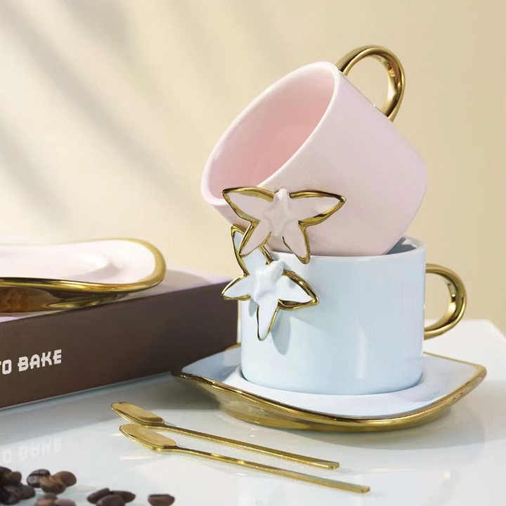 Butterfly Styled Coffee Cup, Spoon and Saucer