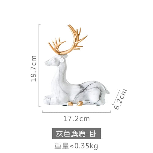 Imitation Marble Deer Ornament ( set of 2 )