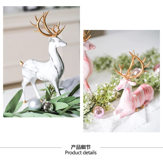 Imitation Marble Deer Ornament ( set of 2 )