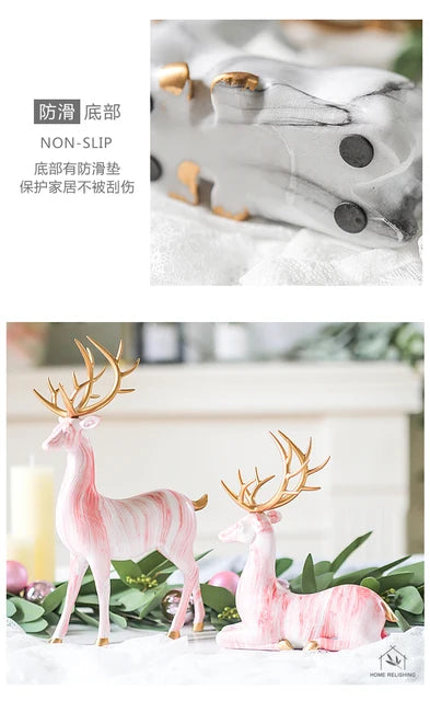 Imitation Marble Deer Ornament ( set of 2 )