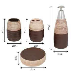 Round Lines Textured Bath Set (Set Of 4)