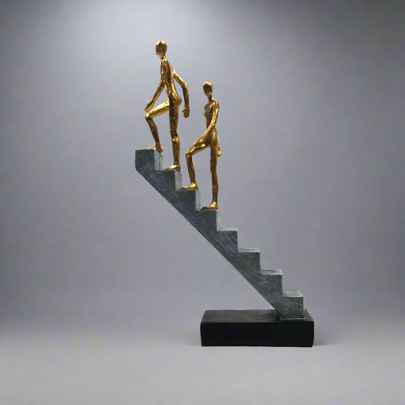 Resin Men Statue Walking Up The Stairs