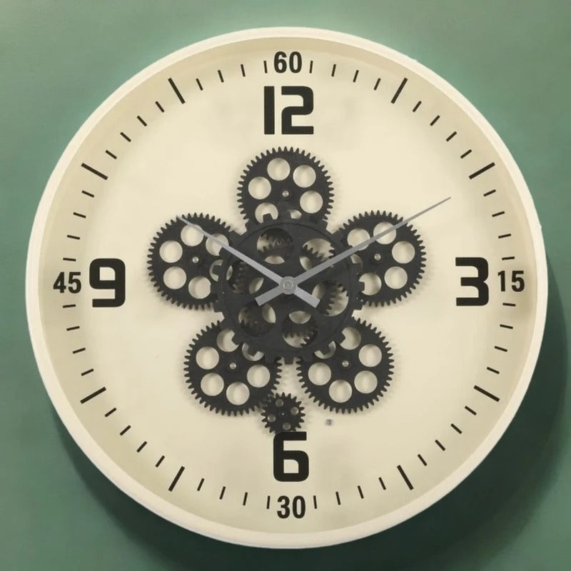 Moving Gears Metal Wall Clock