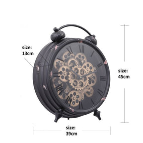 Sleek Black & Brass Gears Wall Clock