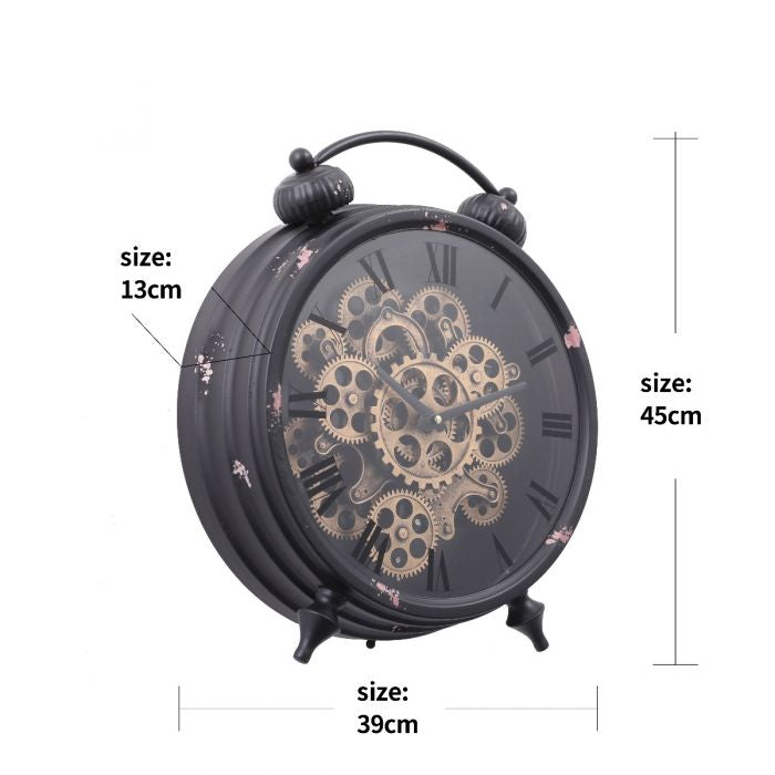 Sleek Black & Brass Gears Wall Clock